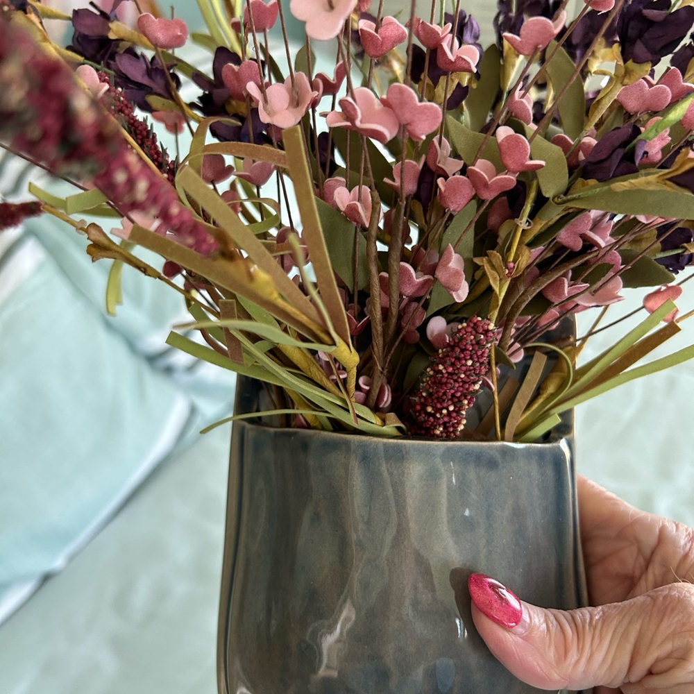 Elegant Floral Arrangement in Gray Vase